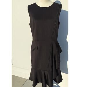 DKNY large sleeveless A line knee length crew neck ruffled regular fit dress